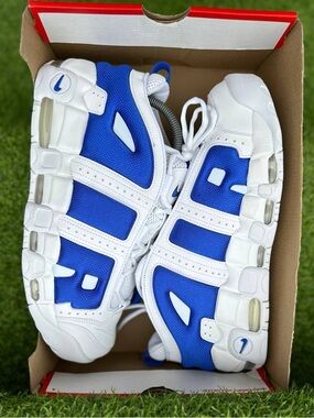 Shoes Nike Air More Uptempo Low White Hyper Royal Men's Brand New